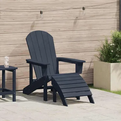 Produktbild von Adirondack-Stuhl und Gartenstuhl in Marineblau aus HDPE für Garten, Balkon und Terrasse (74 x 82 x 92 cm)