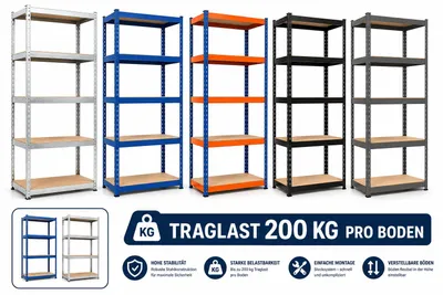 Produktbild von 2x Schwerlastregal Regal Steckregal Lagerregal Stahl bis 1000 kg Werkstattregal 170x80x30 cm - V2 Verzinkt