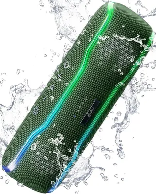Produktbild von AY Bluetooth Lautsprecher, Musikbox, Tragbar, IPX7 Wasserdicht, Bunte Lichter, Satter Bass, Stereo-Pairing, Eingebautes Mikrofon, 24h Akku