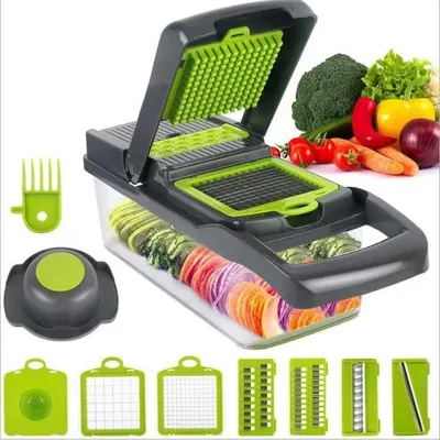 Produktbild von Gemüseschneider - Würfelschneider - vegetable chopper dicer - Gemüsehobel - Geeignet für Würfe, Scheiben, 14 in 1Multifunktionsschneider Zwiebel Zerkleiner Salatschneider