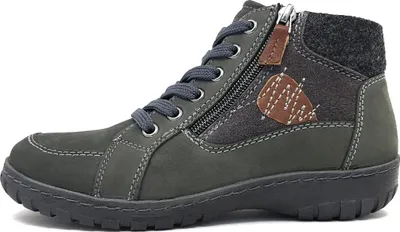 Image de Bottes Reflexan en cuir, chaussures pour femmes, bottines à lacets, couleur gris, style décontracté