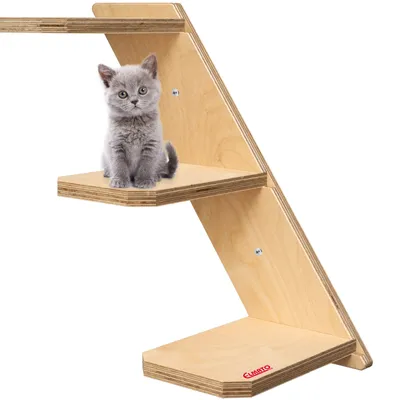 Produktbild von Elmato 13032 Katzentreppe Stufen, Katzenleiter, Tiertreppe (3 Stufen - Links), Erweiterbar