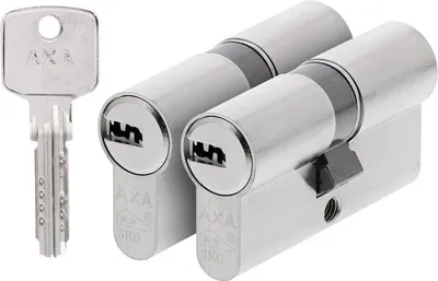 Produktbild von AXA Doppelzylinderschloss – 30/30 mm – Komfortsicherheit – vernickelter Sicherheitszylinder – SKG** – inkl. 6 (wendbarer) Schlüssel