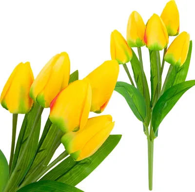 Zdjęcie produktu dla CV31225-2 TULIPAN BUKIET TULIPANÓW piankowych X5 ZÓŁTE TULIPANY SZTUCZNE W BUKIECIE