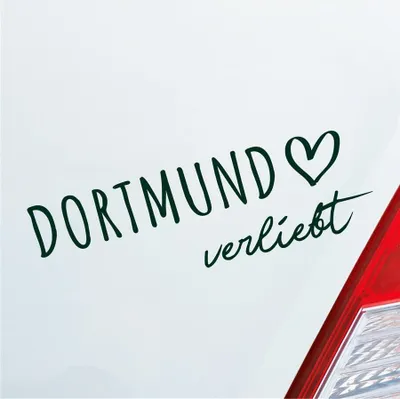 Produktbild von Auto Aufkleber Dortmund verliebt Herz Stadt Heimat Liebe Car 19x6 cm Dunkelgrün Sticker Heckscheibenaufkleber
