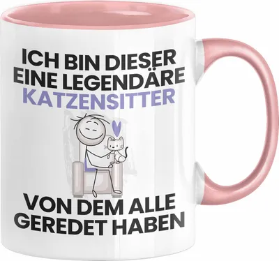 Produktbild von Katzensitter Geschenk Tasse Lustige Geschenkidee Geburtstag für Katzensitter Ich Bin Dieser Legendäre Katzensitter Von Dem Alle Geredet Haben Kaffee-Becher (Rosa)