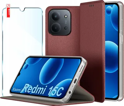 Zdjęcie produktu dla Etui Skórzane Zamykane MAGNETYCZNE CASE do Xiaomi Redmi 15C 5G SZKŁO