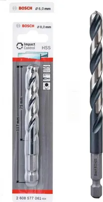 Produktbild von Bosch Professionel HSS Metall Bohrer 8 mm 1/4 Hex IMACT CONTROL Sechskant Schaft