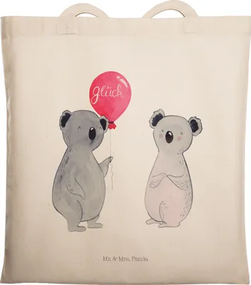 Produktbild von Mr. & Mrs. Panda Schultasche Koala Luftballon - Transparent - Geschenk, Tote Bag, Shopping Tasche, Laptoptasche, umhängetasche baumwolle, Geburtstag, Party