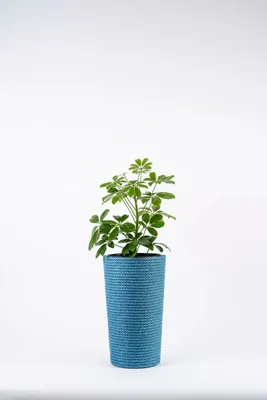 Zdjęcie produktu dla ADONI Ręcznie robiony doniczka z juty z wkładką (36 cm) – Dekoracyjny, boho-stylowy osłonka do doniczek na rośliny pokojowe, kolor niebieski
