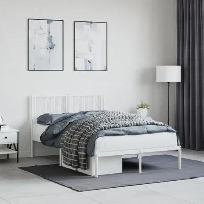 Produktbild von Bettgestell mit Kopfteil Metall Weiß 120x190 cm 374483