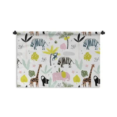 Produktbild von MuchoWow® Wandteppich Wandbehang Tiere - Dschungel - Palme - Pastell 60x40 cm Tapisserie Dekoration Wandtuch - Wanddekorationen