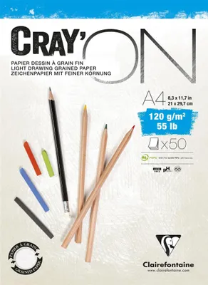 Produktbild von Clairefontaine Zeichenpapierblock "CRAY'ON" DIN A4