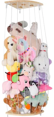 Produktbild von Eckregal für Kuscheltiere hängendes Netz Spielzeugkorb für Kinder 180 cm