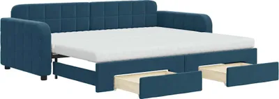 Obrázek produktu pro vidaXL Rozkládací postel se zásuvkami Modrá 90x200 cm Velvet