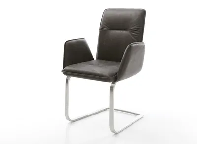 Produktbild von DELIFE Freischwinger Vinja-Flex Mikrofaser Anthrazit Vintage Freischwinger flach Edelstahl