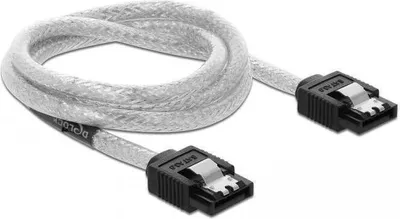 Obrázok produktu pre DeLOCK 85343, 0,7 m, SATA 7-pin, SATA 7-pin, Samec/samec, Čierna, Priehľadná, Priamy