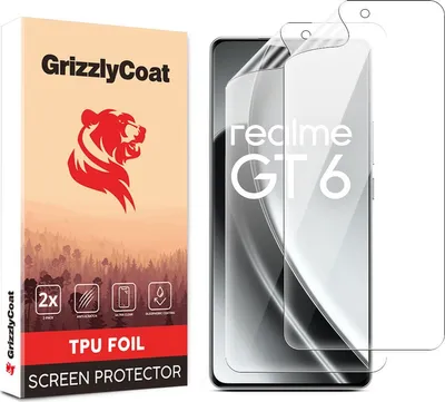 Produktbild von GrizzlyCoat Realme GT 6 Hydrogel TPU Displayschutz - Hüllenfreundlich (2er Pack)