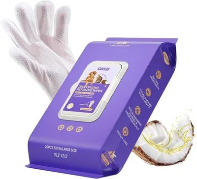 Produktbild von Reinigungstücher für Hunde und Katzen – mit Kokosöl – hypoallergen – starke Geruchs- und Schmutzentfernung