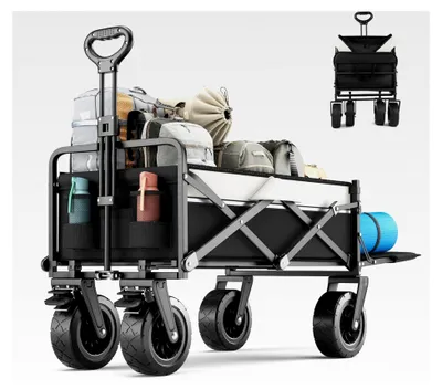 Produktbild von Faltbarer Bollerwagen 120L Gartentrolley mit Rädern, verstellbarem Griff und großem Fassungsvermögen für Camping, Outdoor, Picknick und Strand