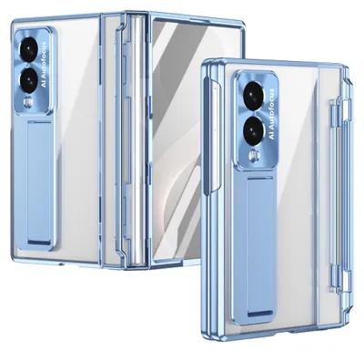 Obrázek produktu pro Pouzdro pro Samsung Galaxy Z Fold 8, Ochrana Displeje a Objektivu, Průhledné Galvanizované Pouzdro se Stojánkem modré