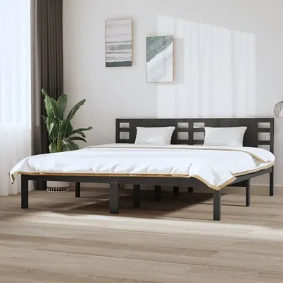 Produktbild von The Living Store Massivholzbett Grau Kiefer 200x200 cm