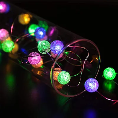 LED-Lichterkette mit Kristallkugeln, 3 m, 30 bunte Lichter