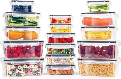 Image de 32 boîtes de conservation avec couvercle, sans BPA, hermétiques, rangement de cuisine
