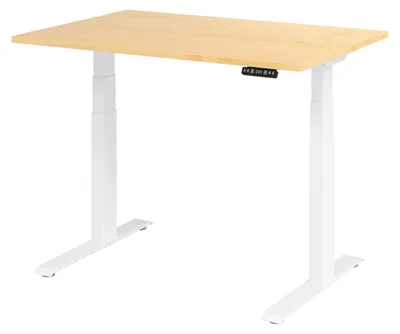 Image de Bureau réglable en hauteur XDKB | 2 moteurs | 120 - 180 cm | électrique, Dimension plateau:120 x 80 cm, Couleur plateau:Erable, Couleur piétement:Blanc