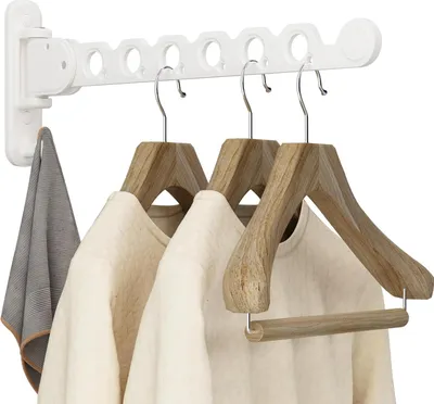 Produktbild von Faltbares Wandkleiderbügel mit Kleiderständer und Trockner in Weiß