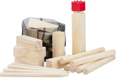 Produktbild von Holzwurfspiel - Holzspiel für Familie und Freunde - Außen-Spiel für jung und alt - Werfspiel für Camping, Strand und Park - Vollständiges Set mit Königsspiel und Stöcken - Bildung und Bewegung - Ideal für Partys und Grillabende