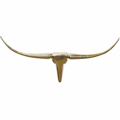 Produktbild von Deko Geweih Bull M WL1.392 Gold 100 cm Aluminium Design Hörner, Wanddekoration Stierkopf Horn Modern, Wandskulptur Geweih-Jagdtrophäe Metall, Longhorn Wandschmuck Groß