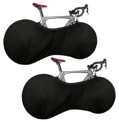 Image de 2 housses de protection pour vélo, noires, lavables et anti-poussière, adaptées aux roues de 24 à 26 pouces