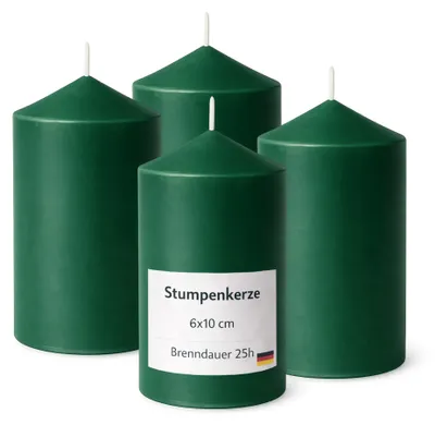 Productafbeelding van Stompkaarsen, Ø6cm x 10cm, donkergroen, set van 4