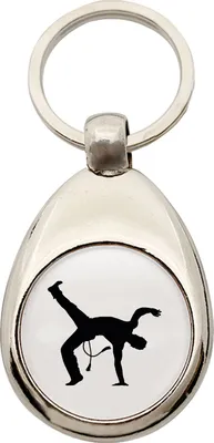 Produktbild von Huuraa Schlüsselanhänger Capoeira Silhouette Metall Schlüsselring Einkaufswagenchip Geschenkidee