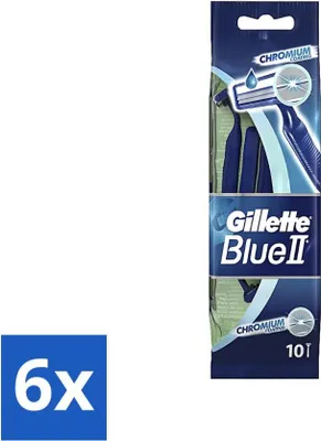Obrázek produktu pro Jednorázový holicí strojek Gillette Blue 2 - chromovaný potah - 10 břitů - výhodné balení - 6 kusů