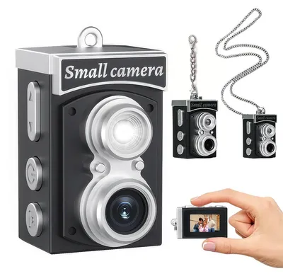 Produktbild von Mini Vintage Schlüsselanhänger Digitalkamera – Taschenkamera 1,14" HD Display, Ultrakompakt für Reisen, Party & Vlog, inkl. 64 GB Speicherkarte