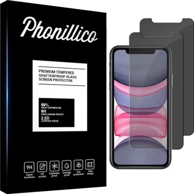 Image de Verre trempé anti-mouchard pour iPhone 11 [2 pièces] Film noir de protection d'écran Privacy anti-rayures verre résistant Phonillico®