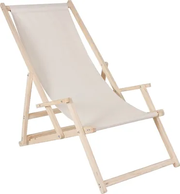 Image de Bain de soleil Accoudoir Beige Plage Chaise de camping en bois pliable Siège pliant Balcon