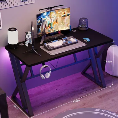 Zdjęcie produktu dla Biurko Gamingowe Czarne Nowoczesne Dla Gracza Stół Loft 120X60X75Cm