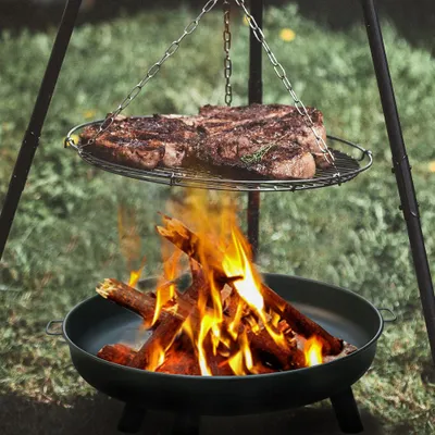 Immagine prodotto di Braciere - Stufa da giardino - Vasca per il fuoco - Griglia per il fuoco - Riscaldatore per terrazza - Ferro zincato - Diametro 75 cm