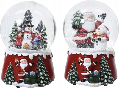 Obrázek produktu pro Sněhová dekorace 14 cm Otec Vánoc se sobem Sněhulák s tučňákem