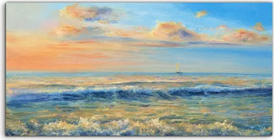 Produktbild von Coloray - Glasbild - 100x50 cm - Wandbild - Glasbilder - Foto Strand Ufer Meereswellen