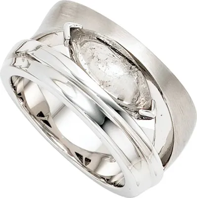 Produktbild von JOBO Damen Ring 925 Sterling Silber rhodiniert teilmattiert 1 Turmalinquarz Größe 58