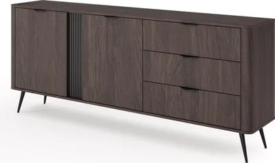 Productafbeelding van FURNLUX Dressoir Veris, donkere eik en zwart, 195 cm / Hoofdkleur: bruin / Afmetingen: 195 x 81 x 38 cm