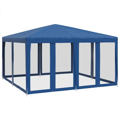 Produktbild von vidaXL Partyzelt mit 8 Mesh-Seitenteilen Blau 4x4 m HDPE