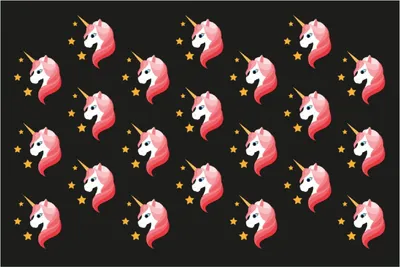 Produktbild von Wallario Poster - Einhorn Muster - Süße rosa Einhörner mit Sternen, Kunstdruck Größe: 61 x 91,50 cm
