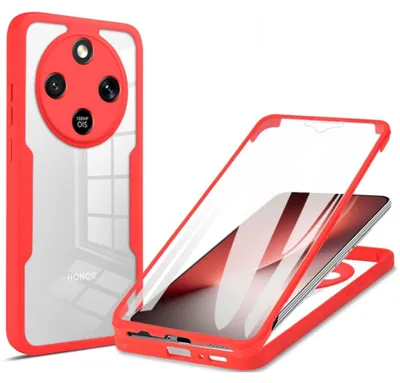 Produktbild von 360 Grad Handyhülle für Honor Magic 8 Lite mit Display & Kameraschutz Rot
