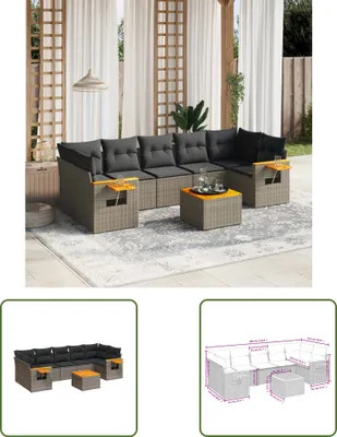 Produktbild von The Living Store 8-tlg. Garten-Sofagarnitur mit Kissen Grau Poly Rattan