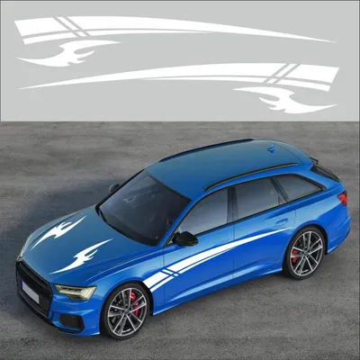 Produktbild von Autoaufkleber, Rennstreifen-Design, Dekoration, Weiß, 106 Zoll x 9,2 Zoll, 4 Stück, PVC, wasserdicht